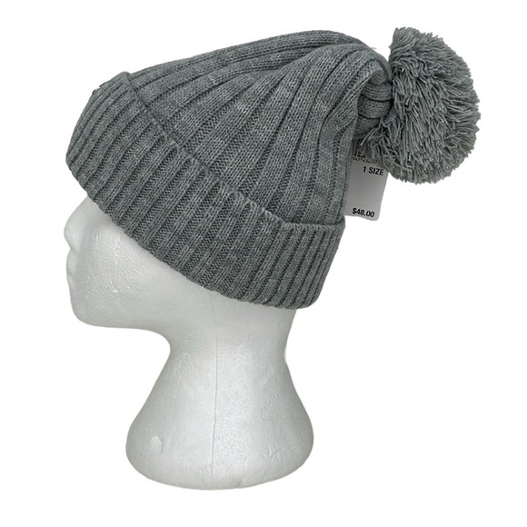 Michael Michael Kors Beanie NWT Grey Knit Hat with Pompom Winter Snow - Picture 2 of 10